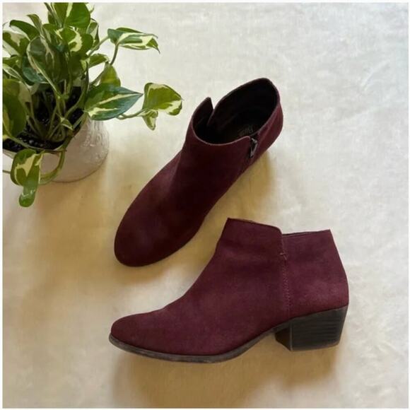 GH Bass Dark Red Suede Ankle Booties - Picture 1 of 9